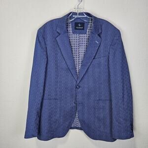 TailorByrd Mens 42S Sport Coat Micro Check Jacket Blazer Blue Modern Stretch